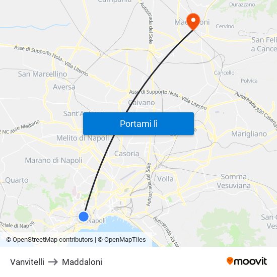 Vanvitelli to Maddaloni map