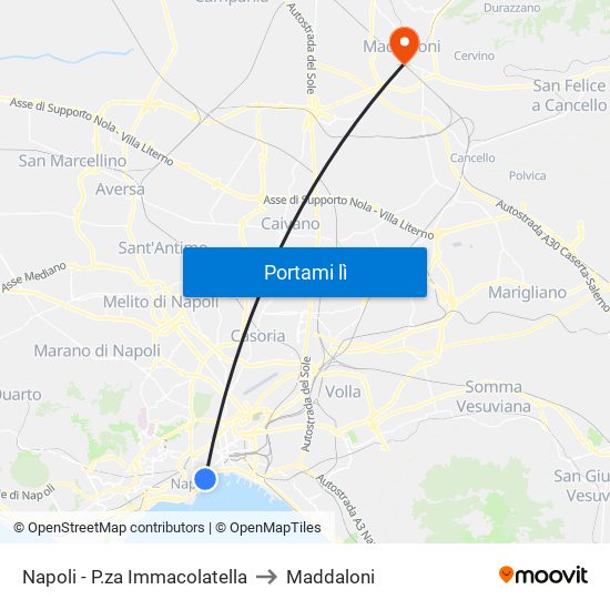 Napoli - P.za Immacolatella to Maddaloni map