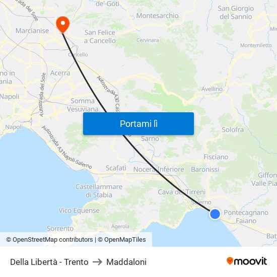 Della Libertà - Trento to Maddaloni map