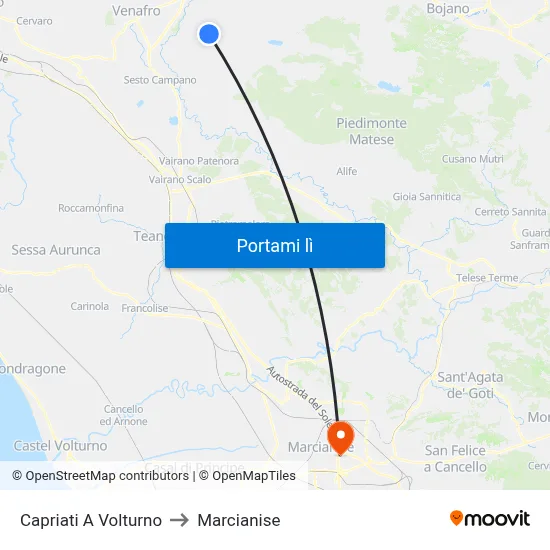 Capriati A Volturno to Marcianise map