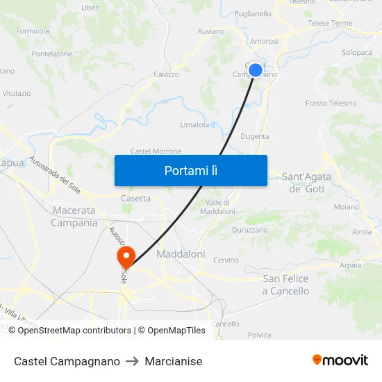 Castel Campagnano to Marcianise map