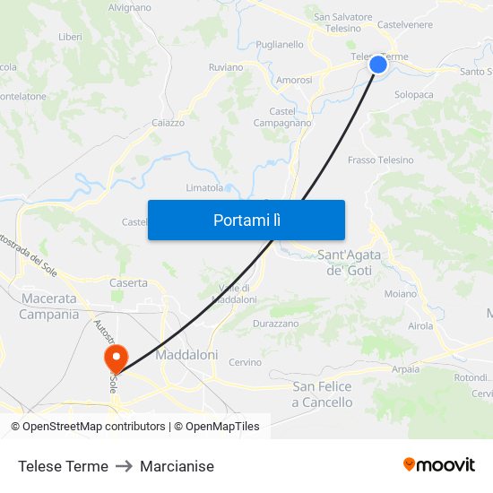 Telese Terme to Marcianise map