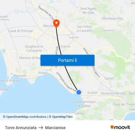Torre Annunziata to Marcianise map