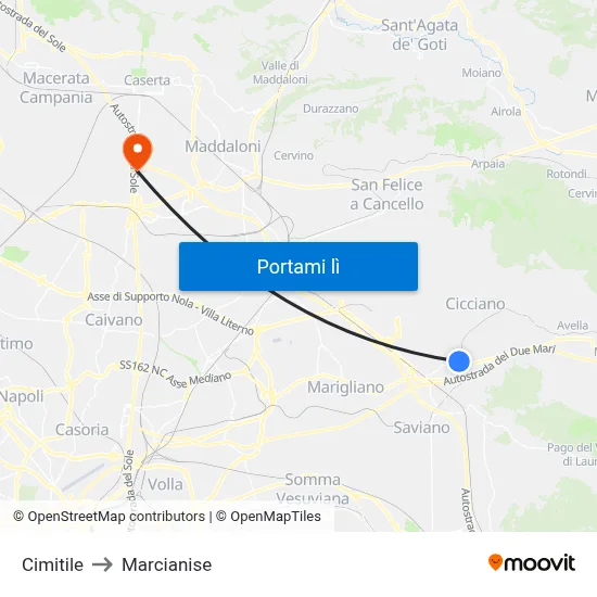 Cimitile to Marcianise map