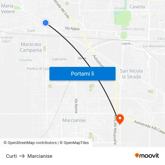 Curti to Marcianise map