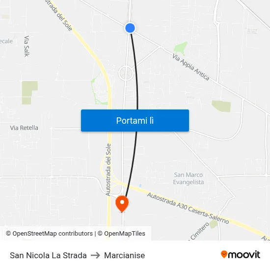 San Nicola La Strada to Marcianise map
