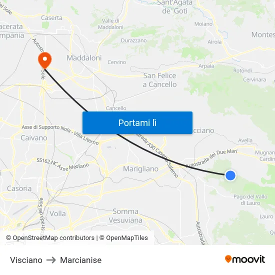 Visciano to Marcianise map