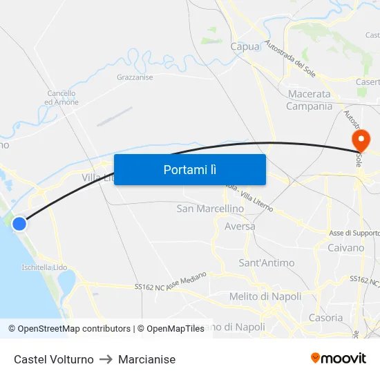Castel Volturno to Marcianise map