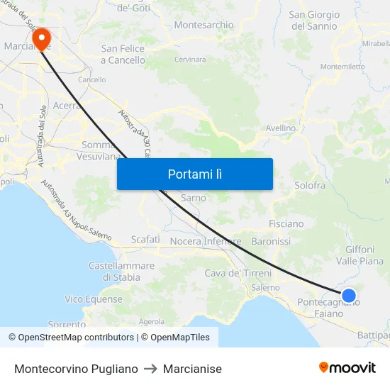 Montecorvino Pugliano to Marcianise map