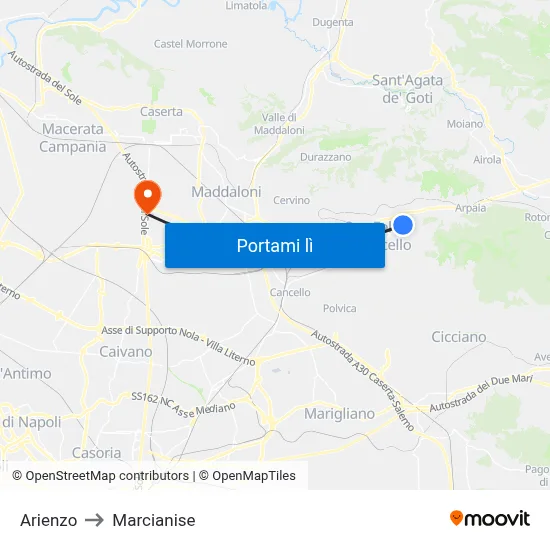 Arienzo to Marcianise map