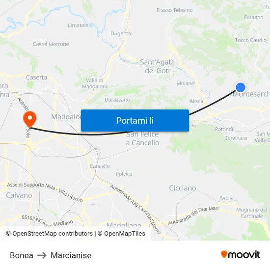 Bonea to Marcianise map