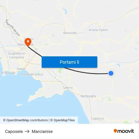 Caposele to Marcianise map