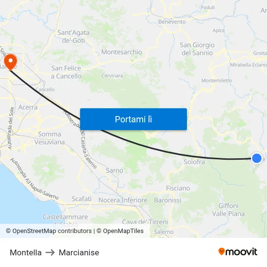 Montella to Marcianise map