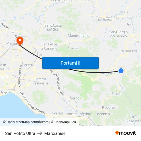 San Potito Ultra to Marcianise map