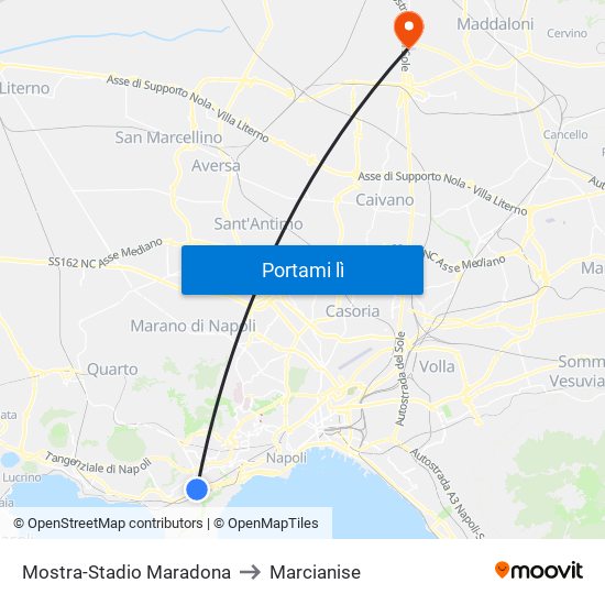 Mostra-Stadio Maradona to Marcianise map