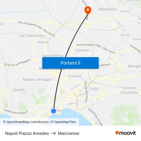 Napoli Piazza Amedeo to Marcianise map