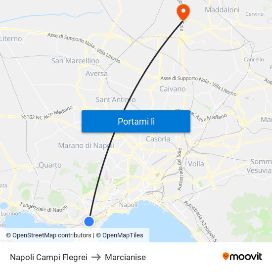 Napoli Campi Flegrei to Marcianise map