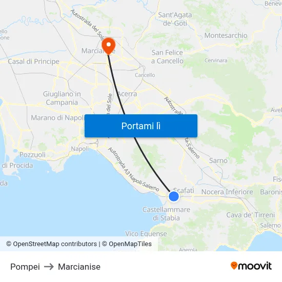 Pompei to Marcianise map