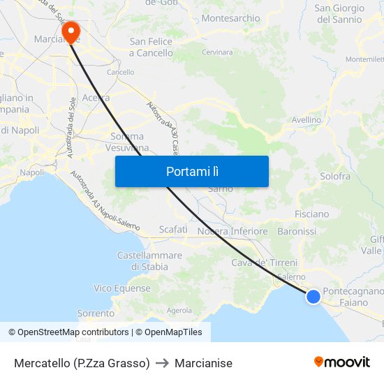 Mercatello (P.Zza Grasso) to Marcianise map