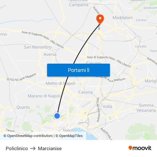 Policlinico to Marcianise map