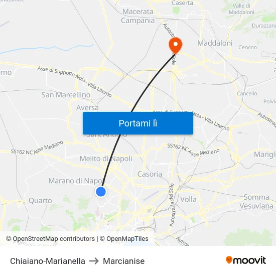 Chiaiano-Marianella to Marcianise map