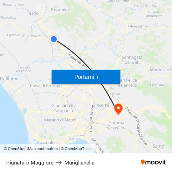 Pignataro Maggiore to Mariglianella map