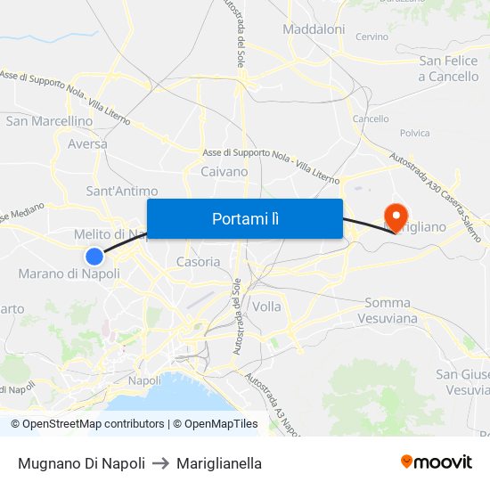Mugnano Di Napoli to Mariglianella map