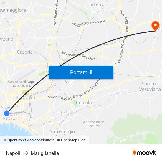 Napoli to Mariglianella map