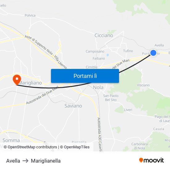 Avella to Mariglianella map