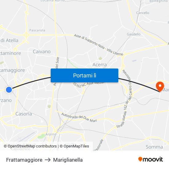 Frattamaggiore to Mariglianella map