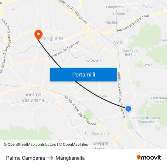 Palma Campania to Mariglianella map