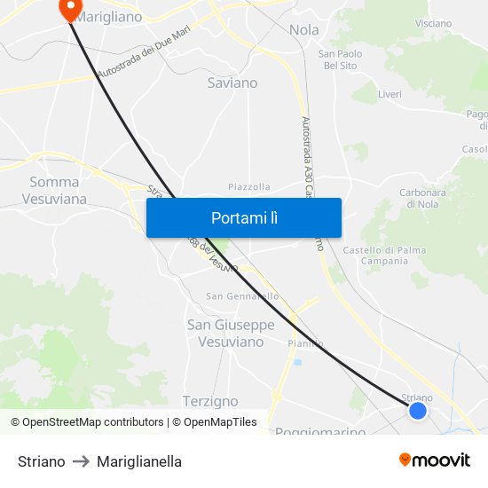 Striano to Mariglianella map