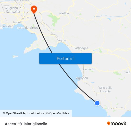 Ascea to Mariglianella map