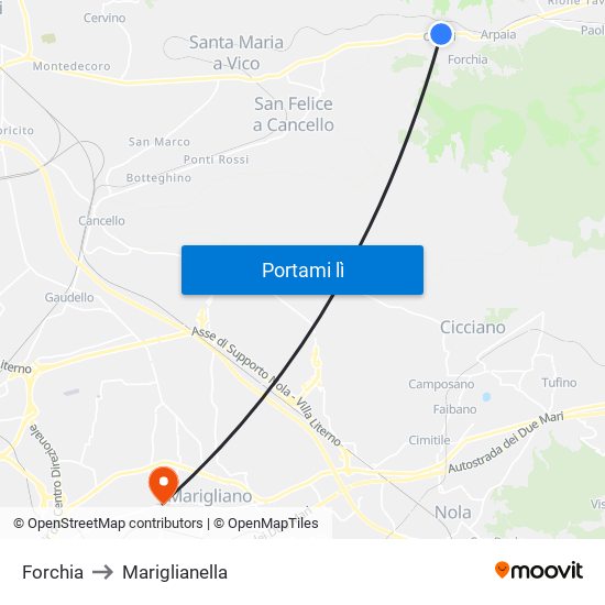 Forchia to Mariglianella map