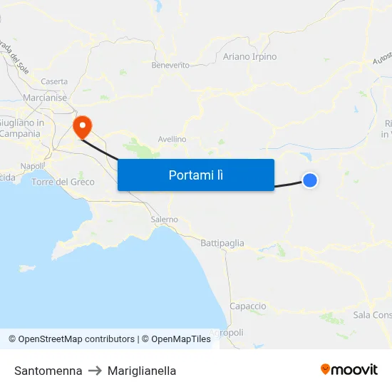 Santomenna to Mariglianella map