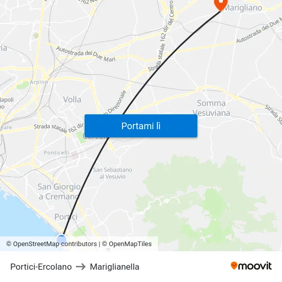 Portici-Ercolano to Mariglianella map