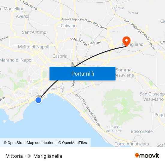 Vittoria to Mariglianella map
