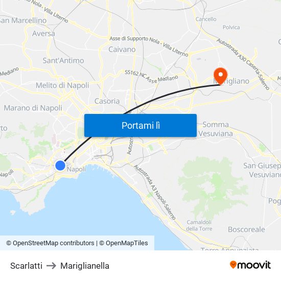 Scarlatti to Mariglianella map