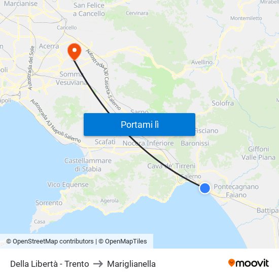 Della Libertà - Trento to Mariglianella map
