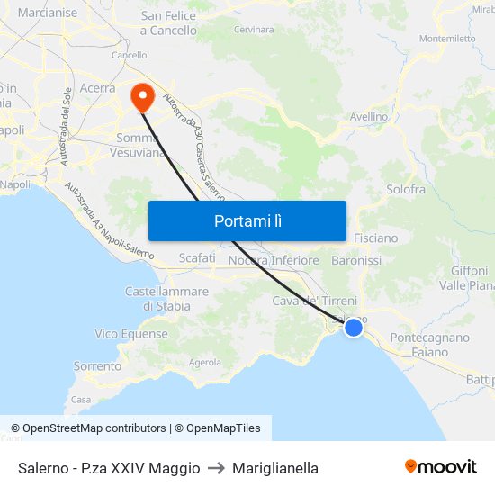 Salerno - P.za XXIV Maggio to Mariglianella map