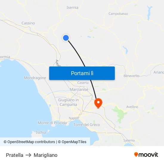 Pratella to Marigliano map