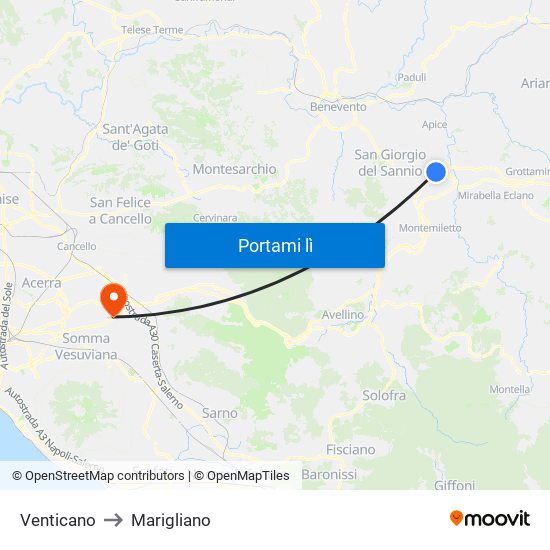 Venticano to Marigliano map