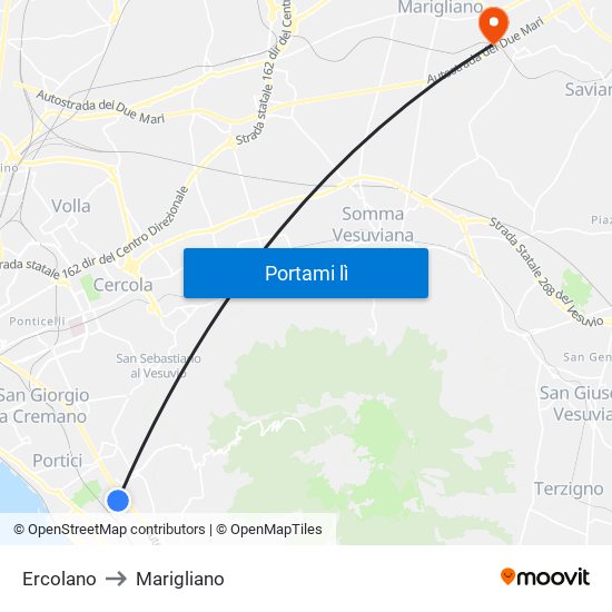 Ercolano to Marigliano map