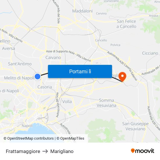 Frattamaggiore to Marigliano map