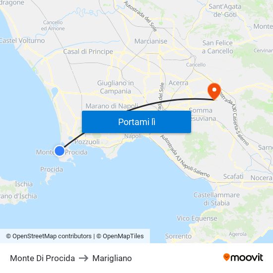 Monte Di Procida to Marigliano map