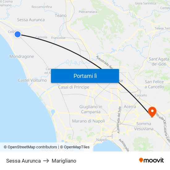 Sessa Aurunca to Marigliano map