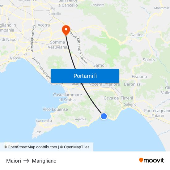 Maiori to Marigliano map