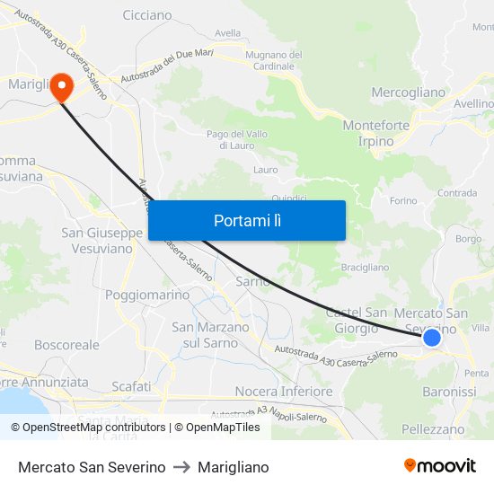 Mercato San Severino to Marigliano map
