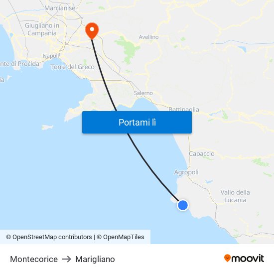 Montecorice to Marigliano map