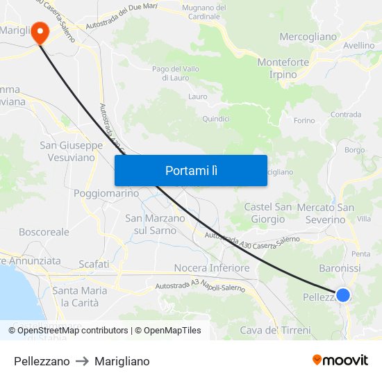 Pellezzano to Marigliano map